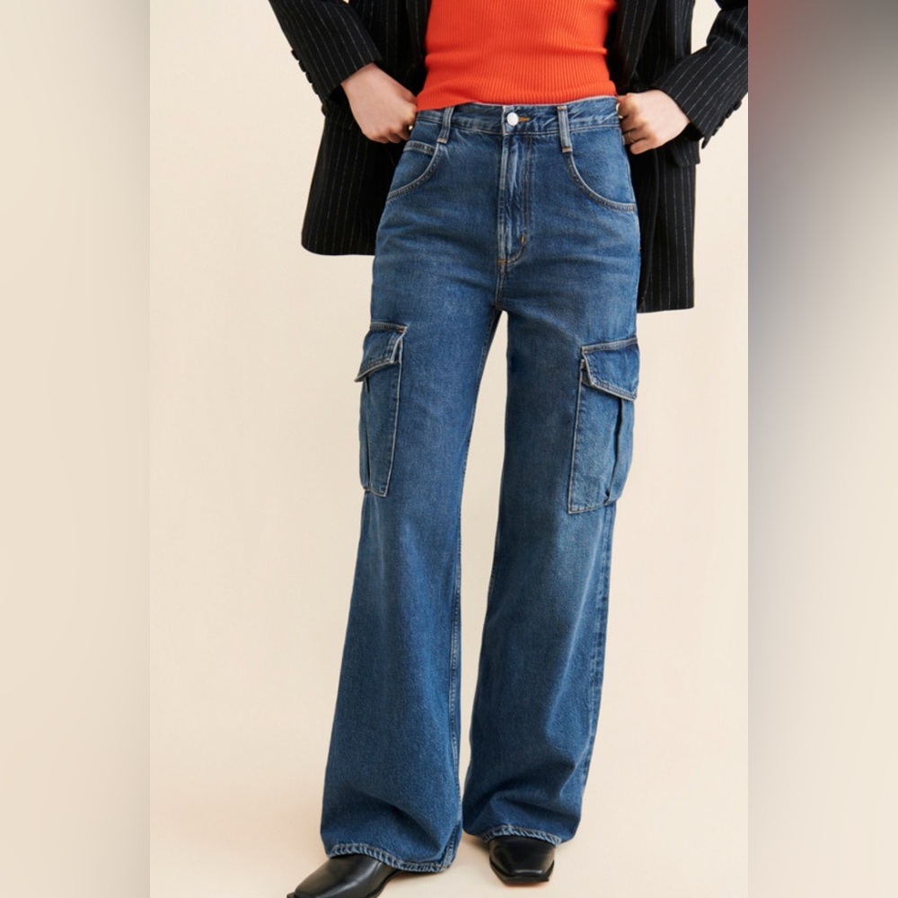 Agolde Blue Wide-Leg Cargo Jeans
